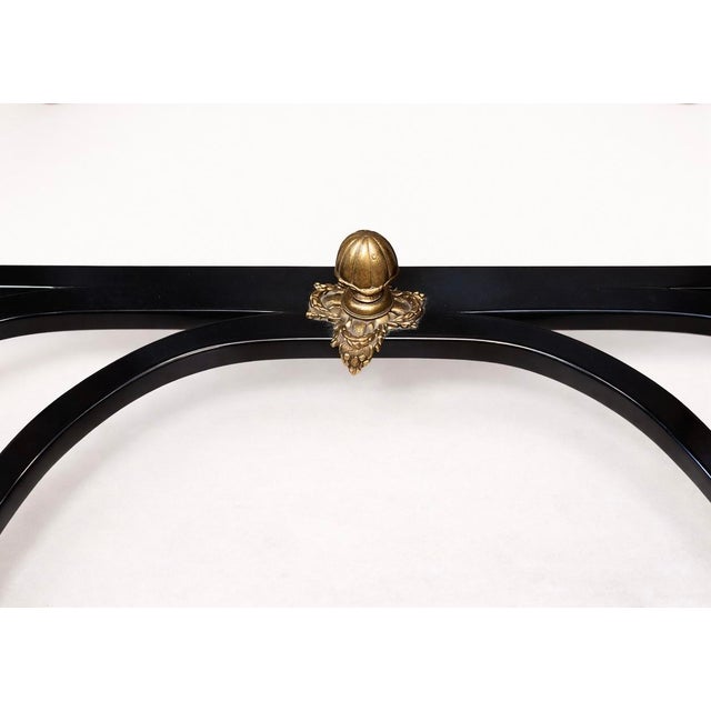 1960s French Empire Style Marble Top Console Table Black and Gold Ormolu Center Drawer For Sale In Los Angeles - Image 6 of 6