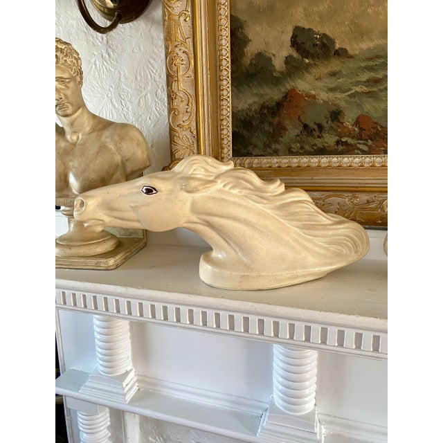 1950s 1950s Vintage Mid-Century Modern Large Plaster Horse Heads, Pair For Sale - Image 5 of 8