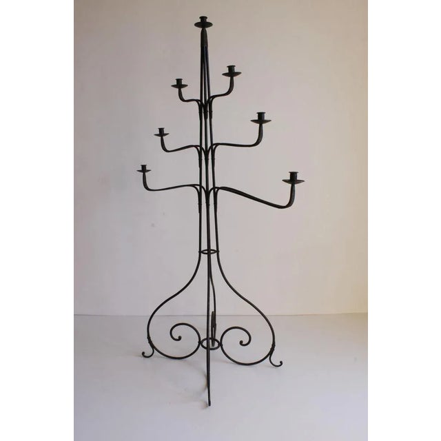Large Wrought Iron Floor Candelabra, 1950s For Sale - Image 4 of 18