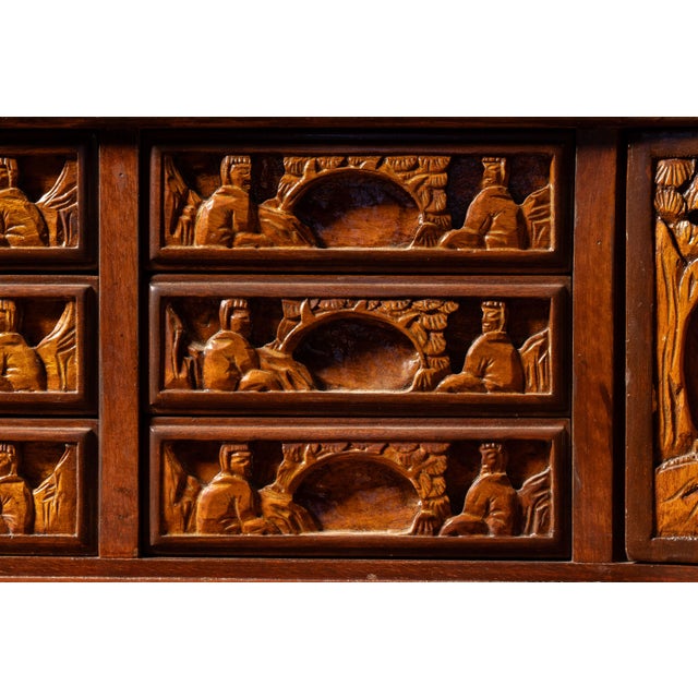 Antique Hand-Carved Chinese Scholar's Writing Desk and Chair Set For Sale - Image 13 of 18