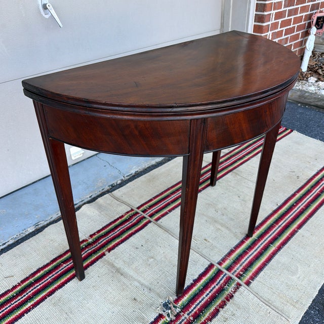Antique Mahogany Hepplewhite Demilune Flip-Top Game Table, Philadelphia, Circa 1790s For Sale - Image 6 of 12