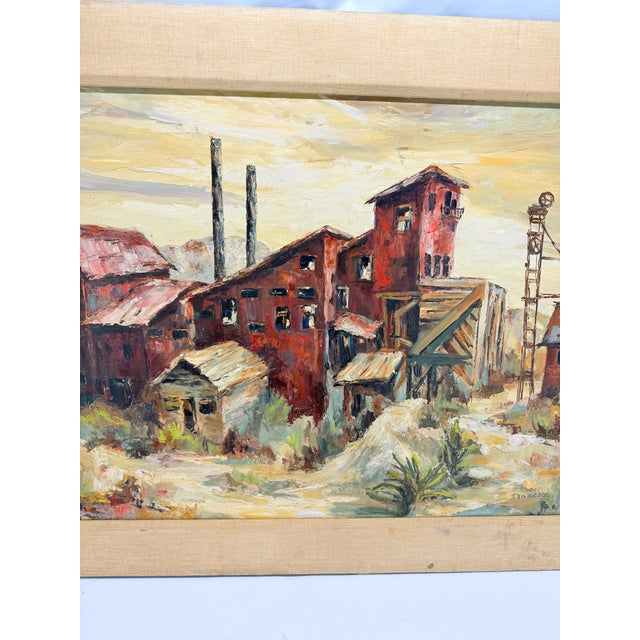 Mid 20th Century Wpa Style Industrial Landscape Oil on Board, Signed by Artist For Sale - Image 5 of 9