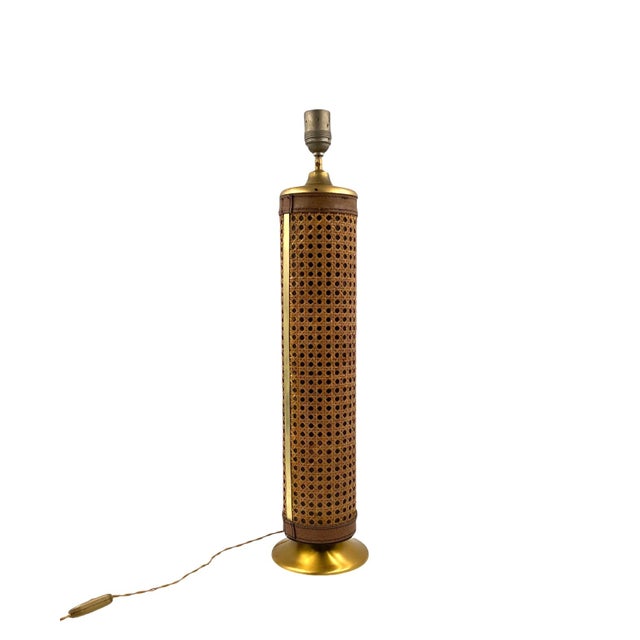 Hollywood Regency Brass and Vienna Straw Lamp Base, Italy, 1970s For Sale - Image 12 of 14
