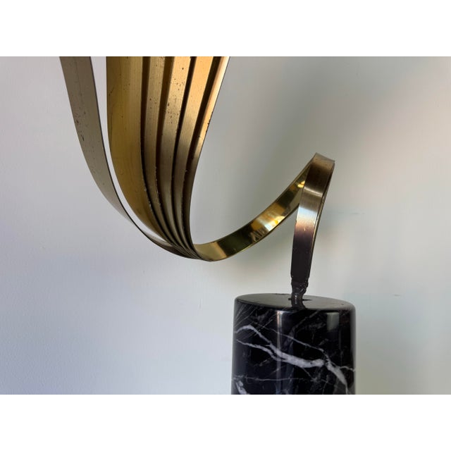 1980s Vintage Curtis Jere-Style Abstract Brass Ribbon Sculpture on Marble Base For Sale - Image 12 of 12