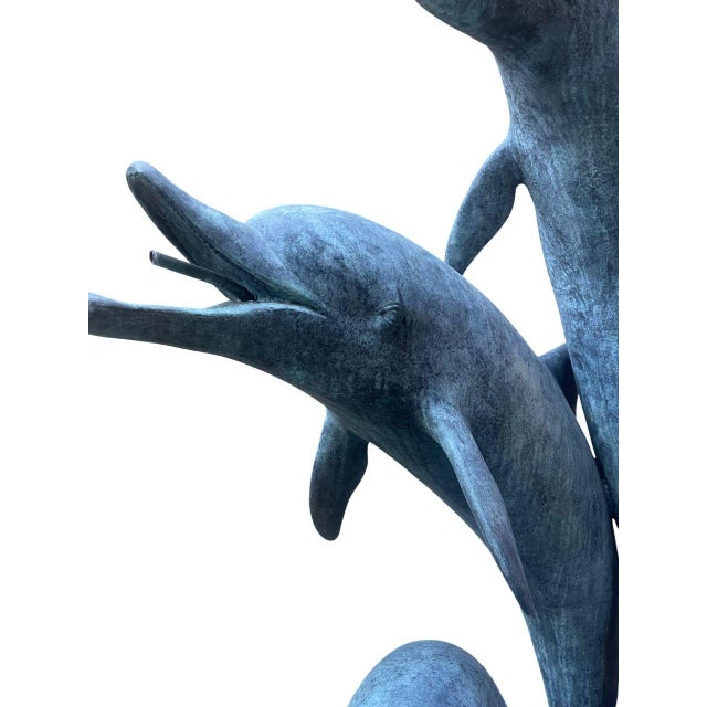 Monumental American Bronze Four-Dolphin Fountain Sculpture. Late 20th Century. For Sale - Image 12 of 12