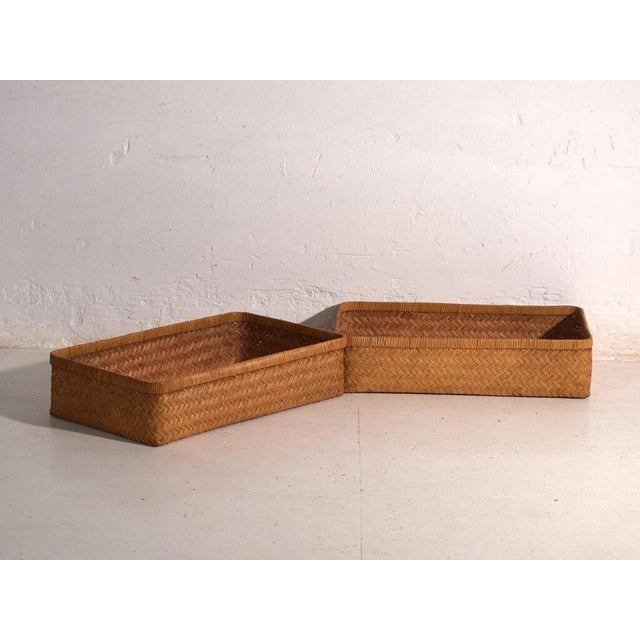 Antique Japanese Box in Woven Bamboo, Japan, 1950 For Sale - Image 4 of 11