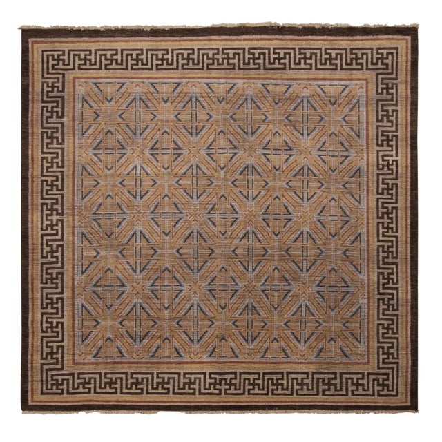 Art Deco Rug & Kilim Classic Style Rug in Beige-Brown Geometric Pattern, 9x12 For Sale - Image 3 of 3