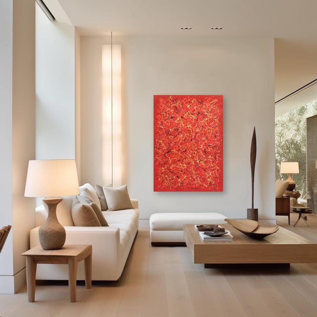 Red Ancient Wisdom - Abstract Textural Red Action Painting Original Artwork by Marc Raphael For Sale - Image 8 of 9