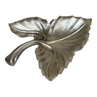 Vintage Attributed to Bruce Fox Cast Aluminum Leaf Bowl For Sale