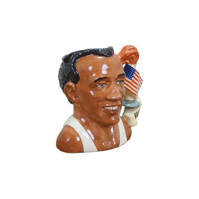 Large vintage Royal Doulton 7019 porcelain character jug of Jesse Owens. Character jug of the year to commemorate the...