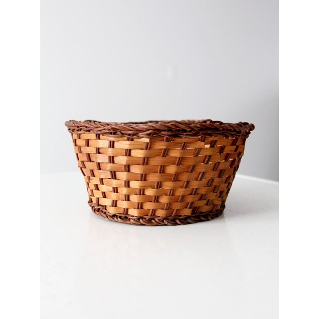 Farmhouse Vintage Woven Basket Bowl For Sale - Image 3 of 6