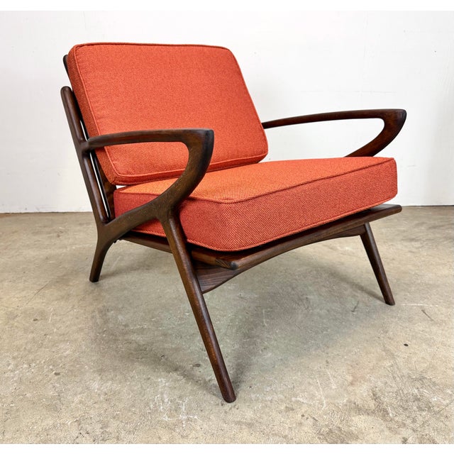Persimmon Mid Century Danish Modern Poul Jensen Z Chair Style Lounge Chairs Restored For Sale - Image 8 of 12
