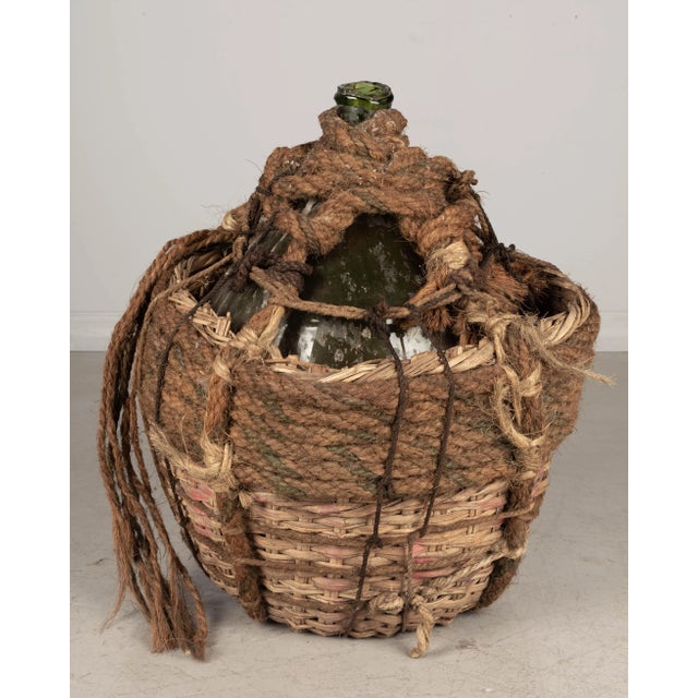 Wood 19th Century French Blown Glass Demijohn Bottle For Sale - Image 7 of 11