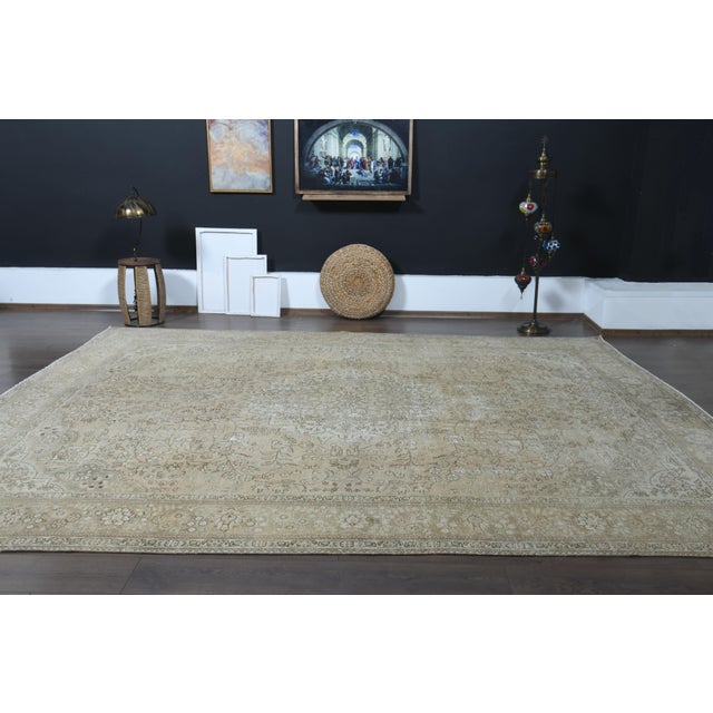 1970s Vintage Persian Handmade Wool Cotton Orange Area Rug For Sale - Image 10 of 11