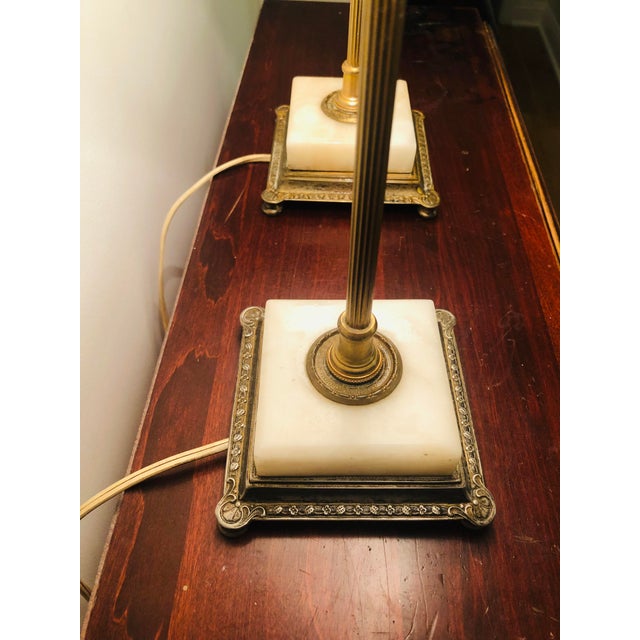 This fabulous pair of 1940s 22k Gold Plated Table Lamps With Marble Base will be a standout in any traditional home....