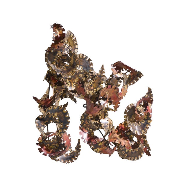 Mid-Century Modern Silas Seandel Brutalist Mid Century Torch Cut Metal Wall Sculpture For Sale - Image 3 of 4