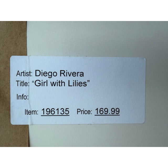 1990s Vintage Girl With the Calla Lillies Diego Rivera Framed Print For Sale - Image 5 of 9