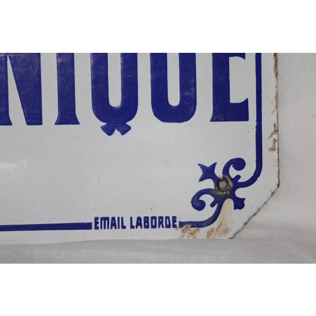 Blue Phone Box Sign in Blue and White Enamel Metal, 1970s For Sale - Image 8 of 18