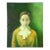 Vintage 1960s Italian Green-Toned Portrait Oil Painting For Sale