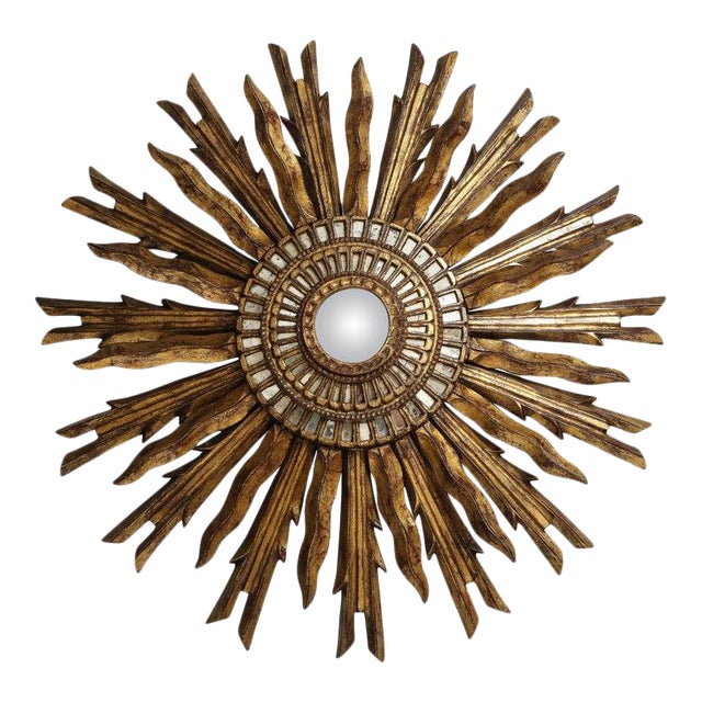 Vintage Giltwood Sunburst Mirror For Sale