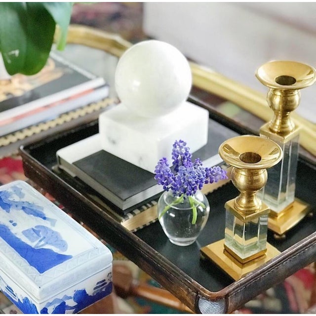 Vintage Alabaster Block Orb Bookends, a Pair For Sale - Image 12 of 12