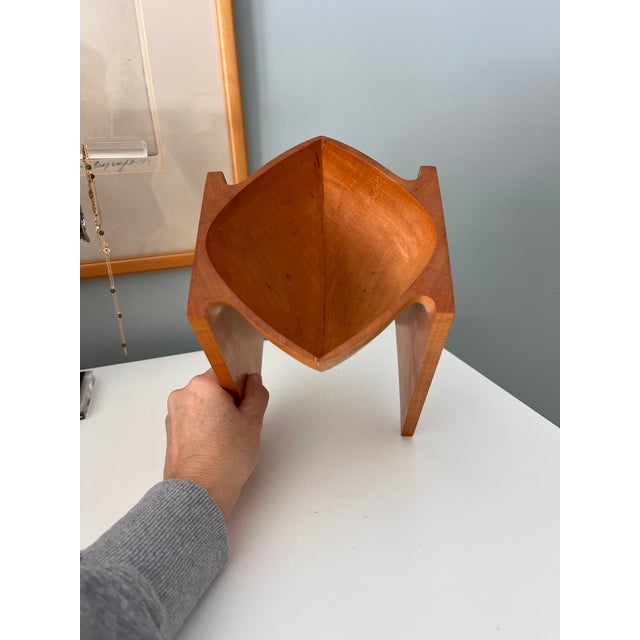 Rare Vintage Mid Century "Walking Bowl" Wood Abstract Sculpture by Wood Artist Stephen Hogbin For Sale - Image 9 of 9