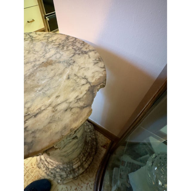 Late 19th Century 19th C Italian Neo-Classical Carrera Marble Column Grape Motif For Sale - Image 5 of 7