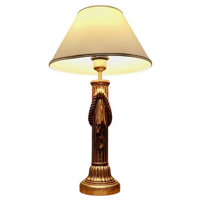 Brown Large Italian Corinthian Column Table Lamp, 1960 For Sale - Image 8 of 8