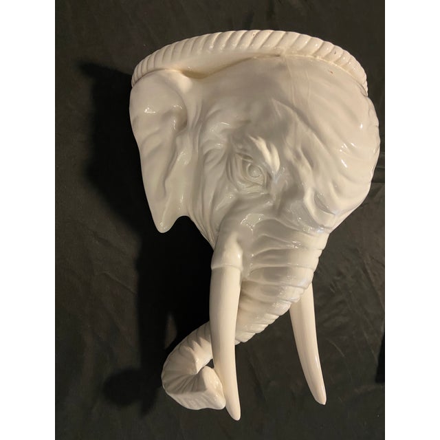 Chinoiserie Italian Glazed Elephant Head Wall Bracket For Sale - Image 3 of 8