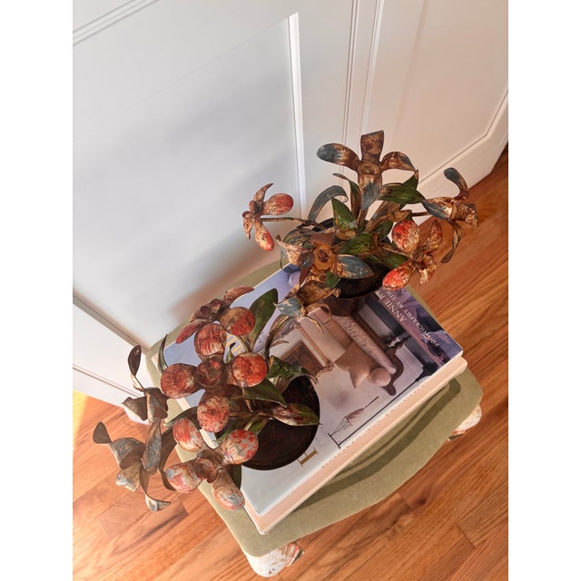 Pair 1940s Italian Tole Metal Painted Flower Pots For Sale - Image 9 of 11
