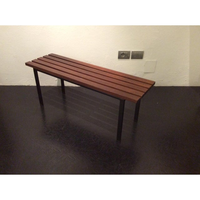 Mid-Century Modern Iron and Teak Bench, Italy, 1960s For Sale - Image 3 of 8