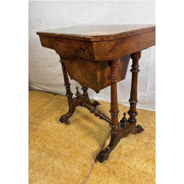 Victorian Burr Walnut Sewing Worktable, 19th Century For Sale - Image 9 of 16