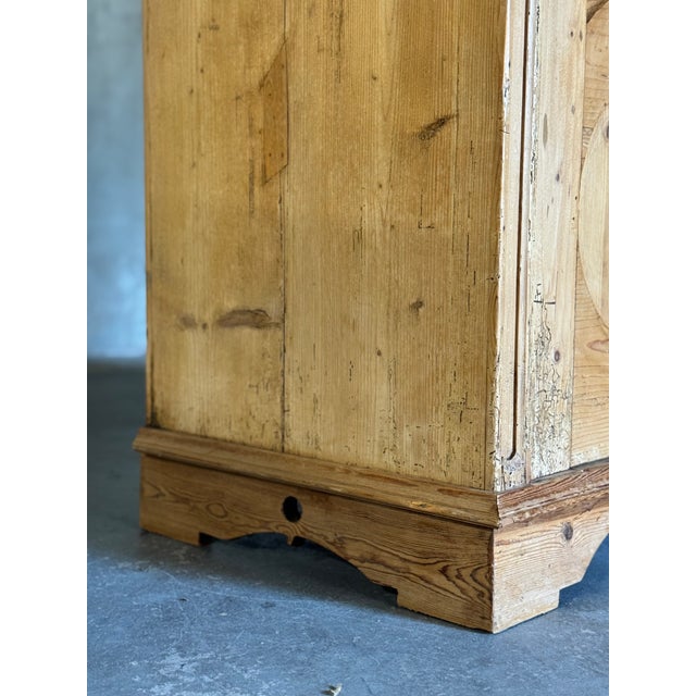 Brown 19th Century French Provincial Pine Armoire W/ Carved Details and Internal Drawers | Circa 1860 For Sale - Image 8 of 18