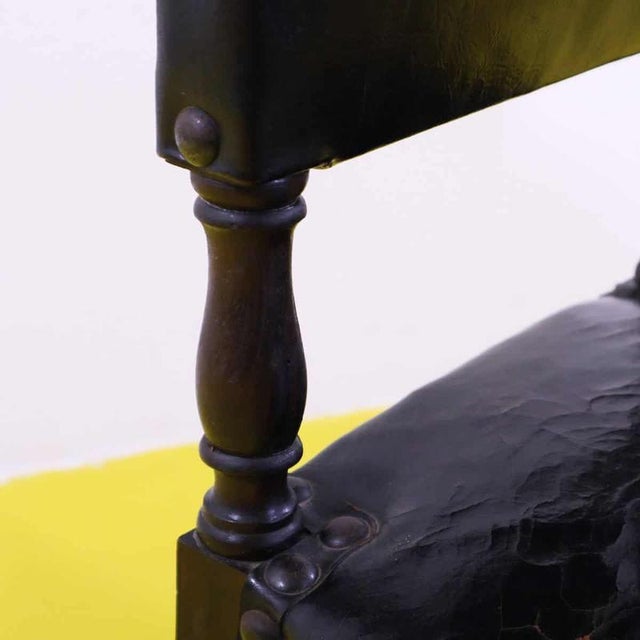 Renaissance Style Chair in Wood and Leather with Studs For Sale - Image 6 of 13