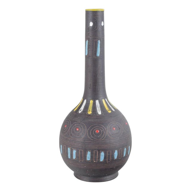 Large Ceramic Vase with Geometric Pattern by Fratelli Fanciullacci for Åhlén & Holm, 1960s For Sale