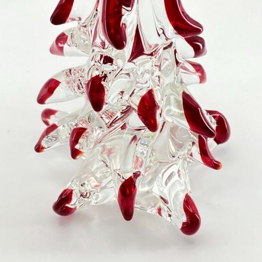 Mid 20th Century Murano Italian Art Glass Christmas Tree Sculpture 8" (Red Drip Tips, Original Foil Label, Vintage Mid-Century) For Sale - Image 10 of 15