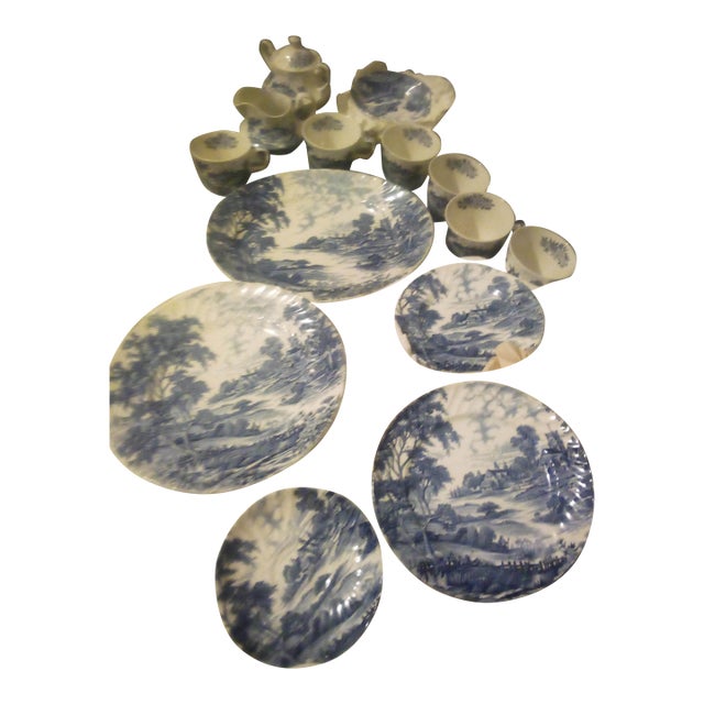 Vintage Late 1950s Genuine Hand Engraving Rigeway Ironstone, Staffordshire, England, 48 Piece Set Serving Dishes. For Sale