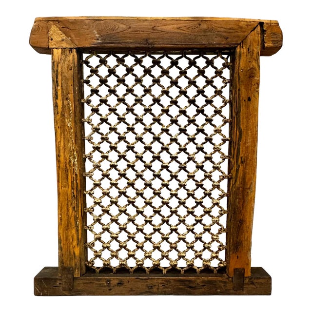 Vintage Wood and Metal Indian Jali Window For Sale