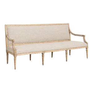 18th C. Swedish Gustavian Sofa Bench or Settee in Original Paint, Johan Lindgren