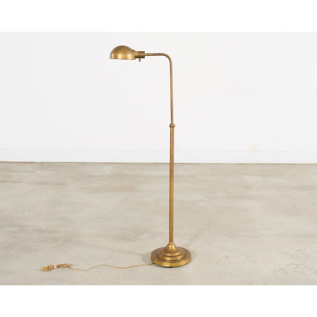 Late 20th Century Midcentury Patinated Brass Adjustable Pharmacy Floor Lamp For Sale - Image 5 of 18