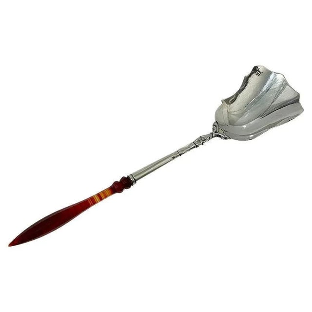 Dutch Silver with Agate Sugar Spoon by Jacob Van Der Ree, 1856 For Sale - Image 6 of 6