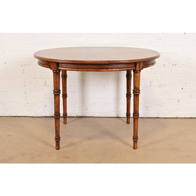 Baker Furniture Style Mid-Century Hollywood Regency Faux Bamboo Carved Walnut Extension Dining Table, Circa 1970s For Sale - Image 12 of 13