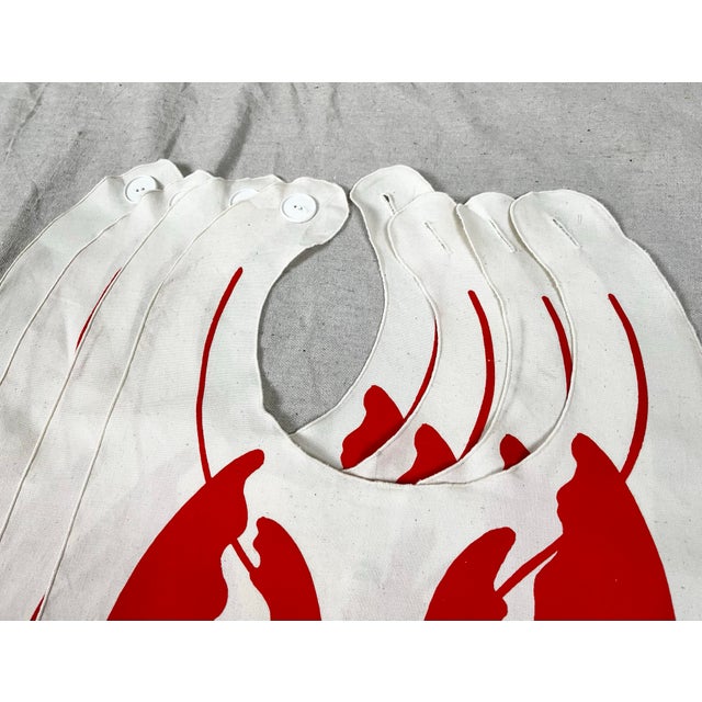 Vintage Hand Printed Lobster Bibs- Set of 4 For Sale - Image 12 of 12
