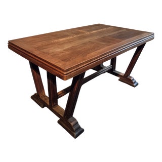 Vintage French Arts & Crafts Style Oak Table, 1930s For Sale