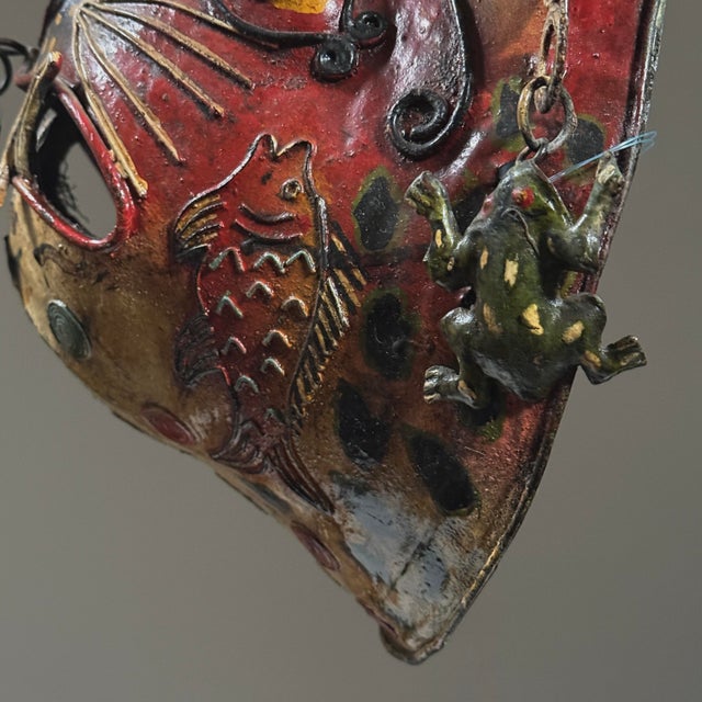Vintage Mexican Folk Art Polychrome Metal Tigre Mask (C. 1940s) For Sale In Philadelphia - Image 6 of 10