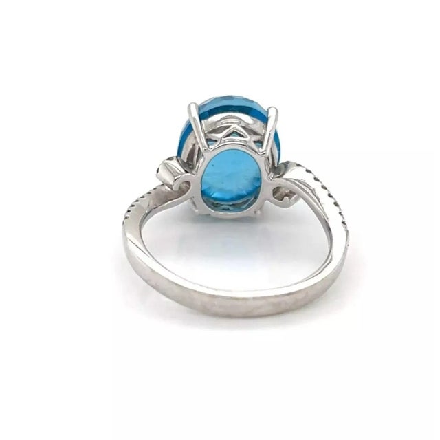 Gabriel & Co. Diamond Blue Topaz 14k White Gold Ring - Size 6 For Sale - Image 4 of 6