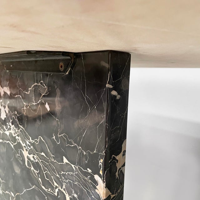 Italian Modern Wall Console or Desk in Black Marquina and Pink Portogallo Marble, 1980s For Sale - Image 15 of 18