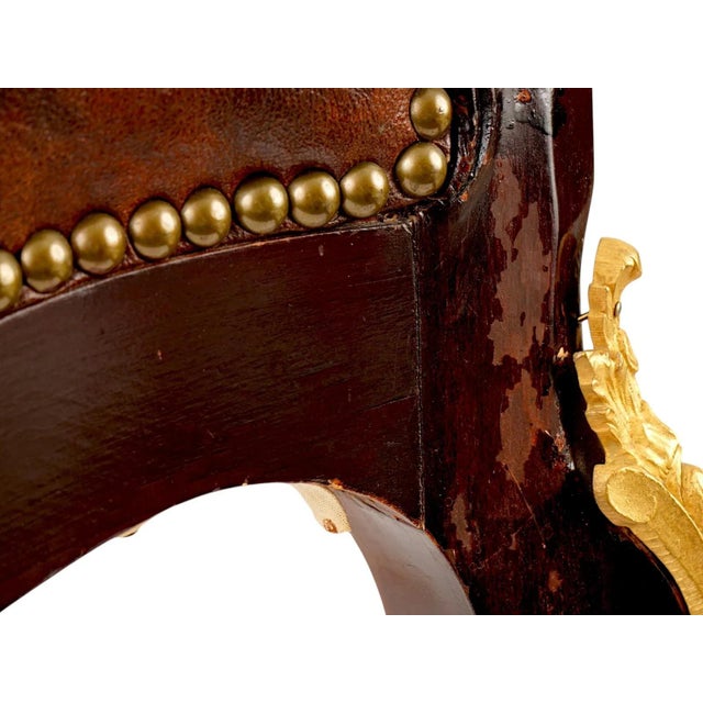 French Francois Linke Style Ormolu and Wood Leather Armchair For Sale - Image 17 of 18