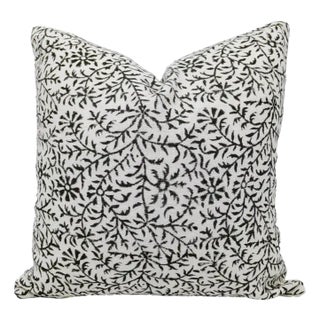Fabdivine Indian Block Print Cushion Cover 20x20 Inch Off-White Linen- For Sale