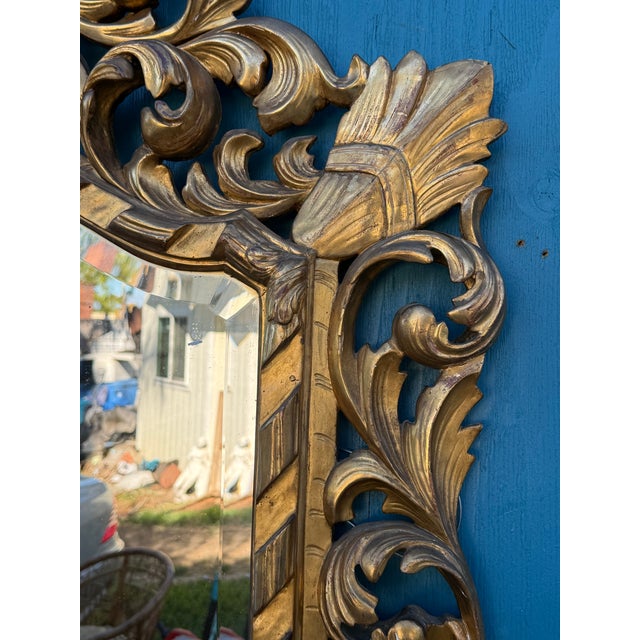 Wood Early 19th Century Large Italian Florentine Gilt Wood Mirror For Sale - Image 7 of 9